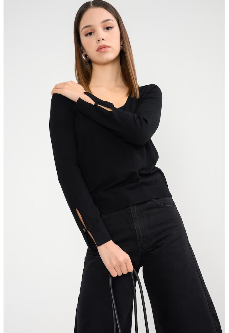 United Colors of Benetton Pulover cu decolteu patrat - Negru