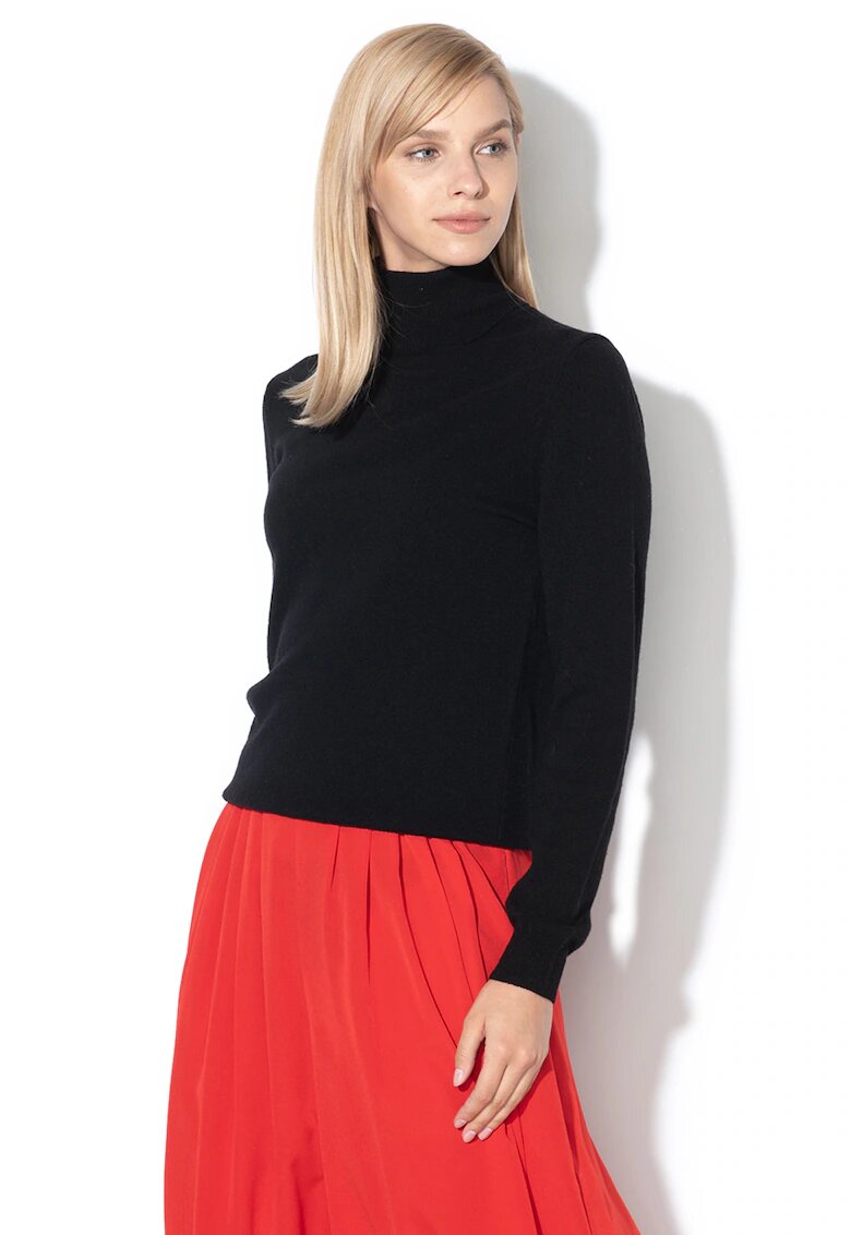 United Colors of Benetton Pulover de lana virgina cu guler inalt - Negru