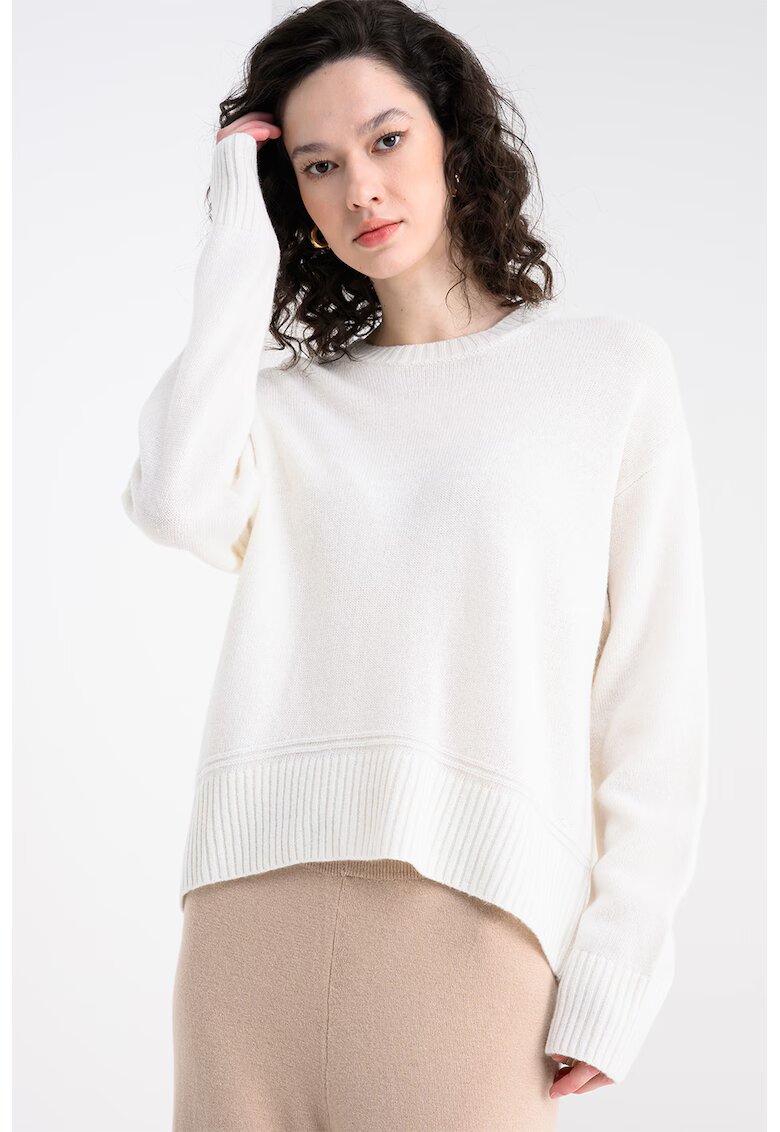 United Colors of Benetton Pulover din amestec de lana cu maneci cazute - Alb