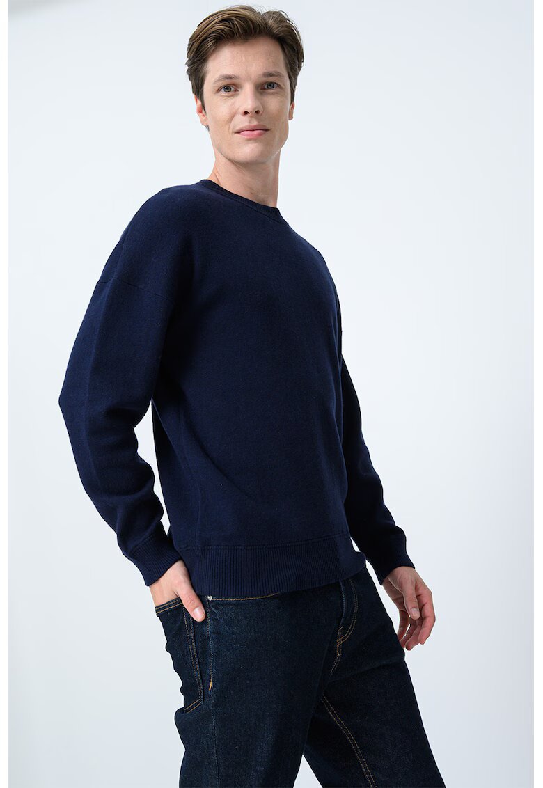 United Colors of Benetton Pulover din amestec de lana cu model uni - Bleumarin