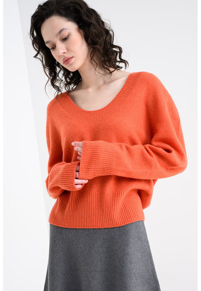 United Colors of Benetton Pulover lejer cu decolteu rotund - Caramiziu