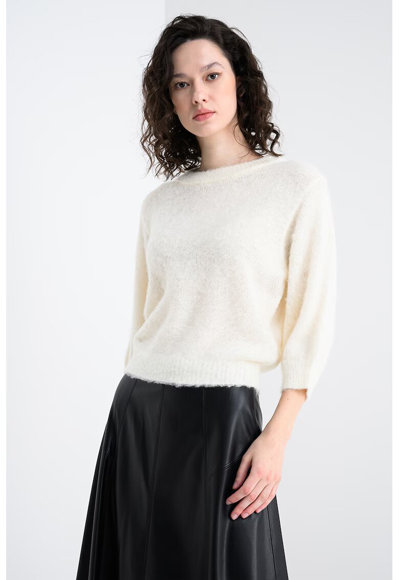 United Colors of Benetton Pulover pufos din amestec de mohair - Alb fildes