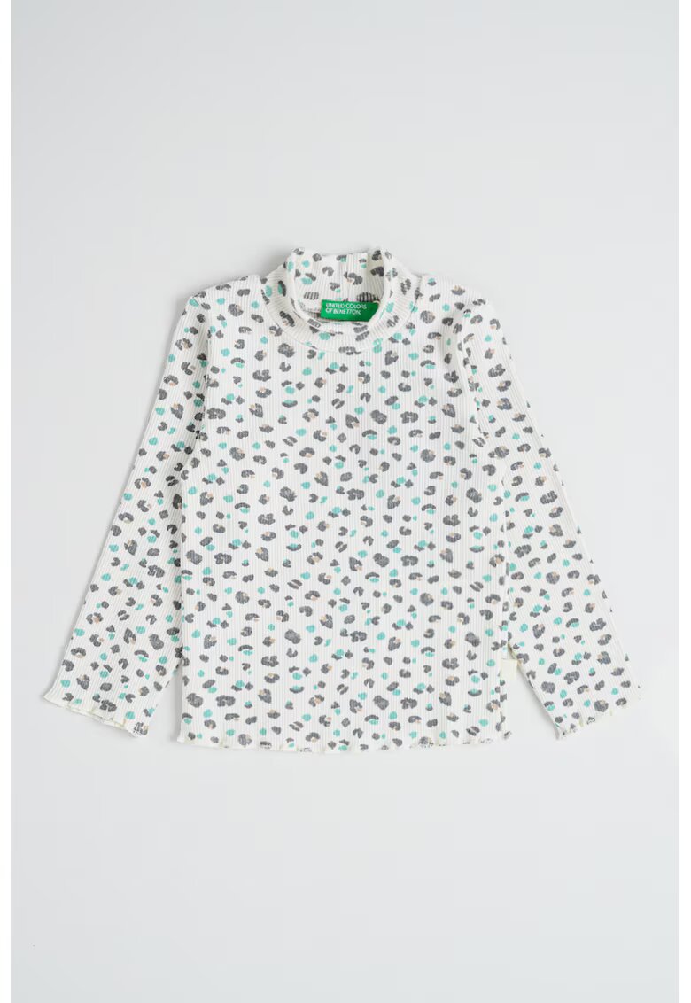 United Colors of Benetton Pulover striat cu animal print - Maro taupe/Bej