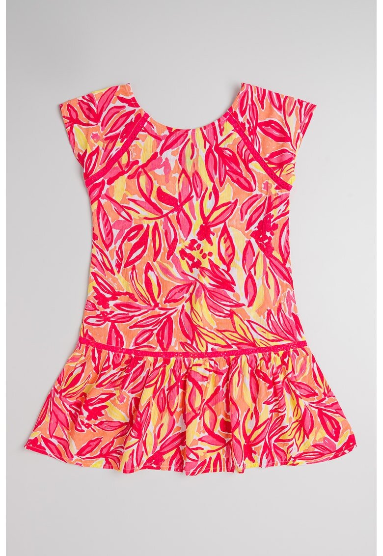 United Colors of Benetton Rochie cu decupaj pe partea din spate - Portocaliu/Roz/Verde lime