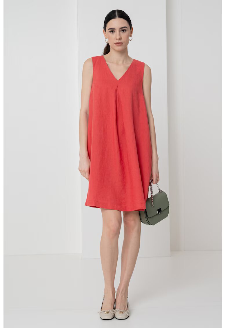 United Colors of Benetton Rochie din in cu buzunare laterale - Portocaliu mandarina