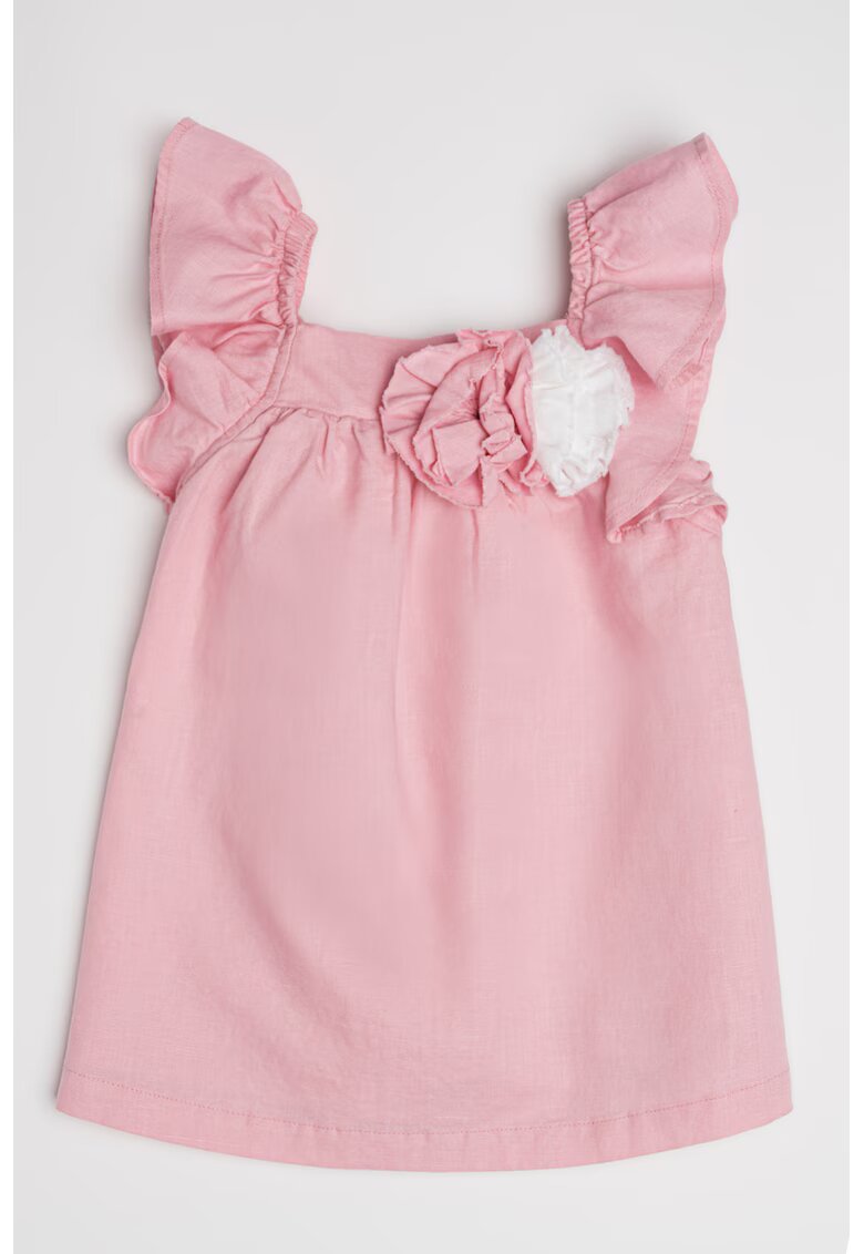 United Colors of Benetton Rochie din in si bumbac cu croiala in A - Roz pastel