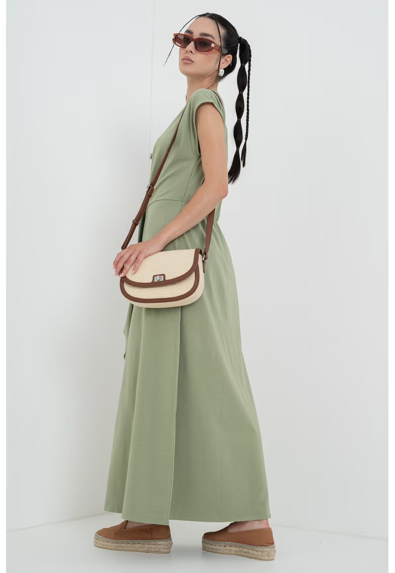 United Colors of Benetton Rochie maxi cu decolteu in V - Kaki pal