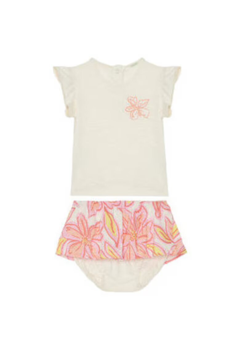 United Colors of Benetton Set tricou si pantaloni scurti fete 3O7SAK015 - Bej