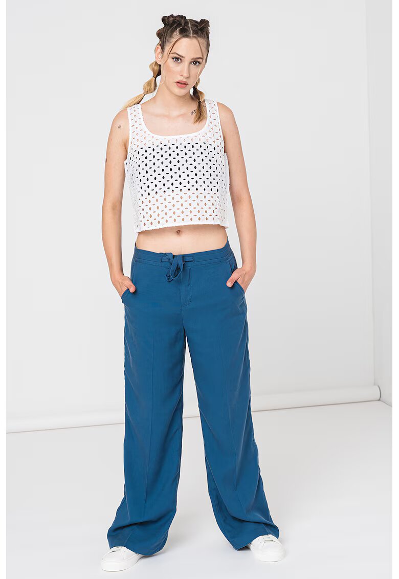 United Colors of Benetton Top crop cu perforatii - Alb