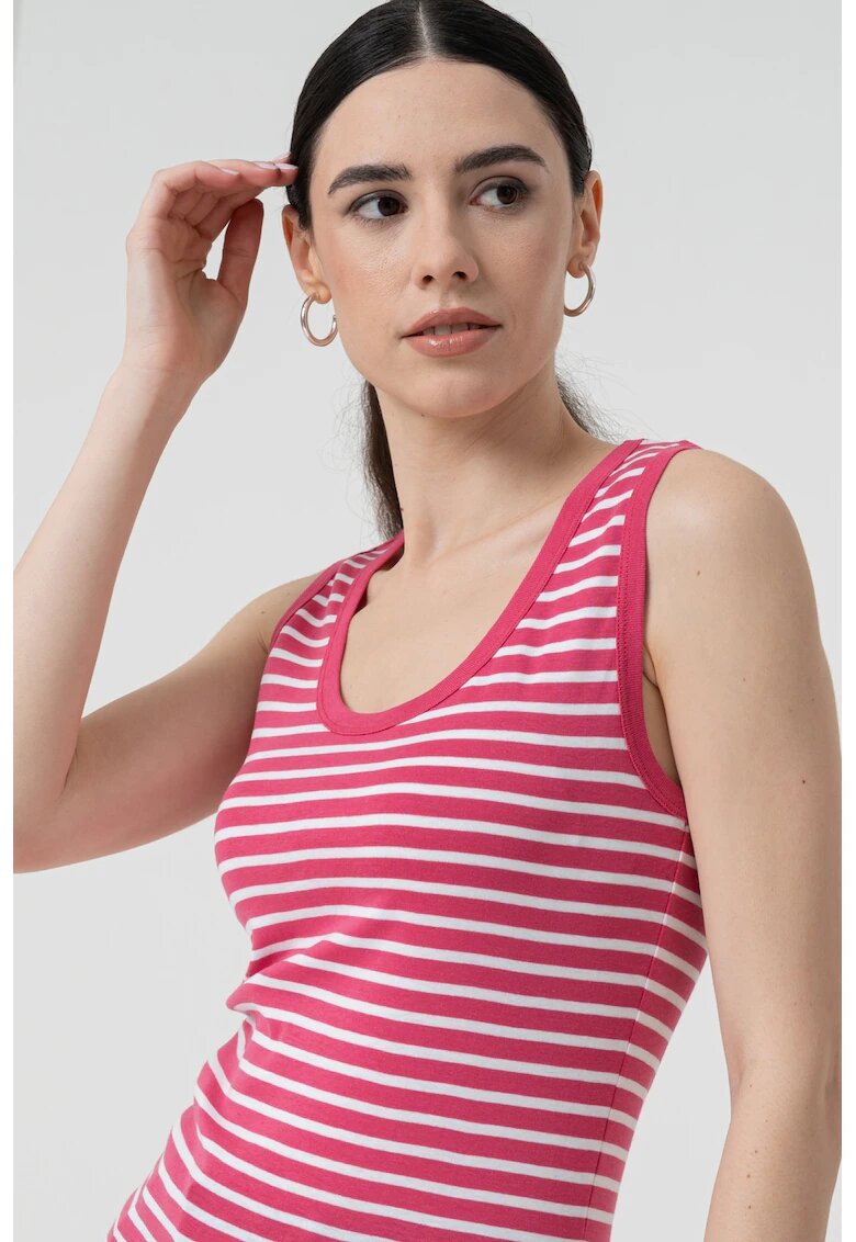 United Colors of Benetton Top cu model in dungi - Alb/Fucsia