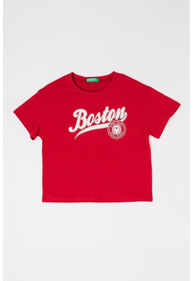 United Colors of Benetton Tricou cu text - Rosu