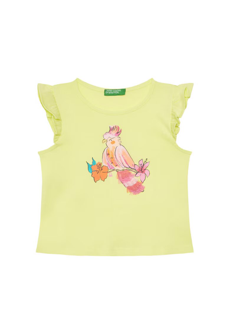 United Colors of Benetton Tricou fete 3I1XG10JK - Bumbac - Galben - Galben