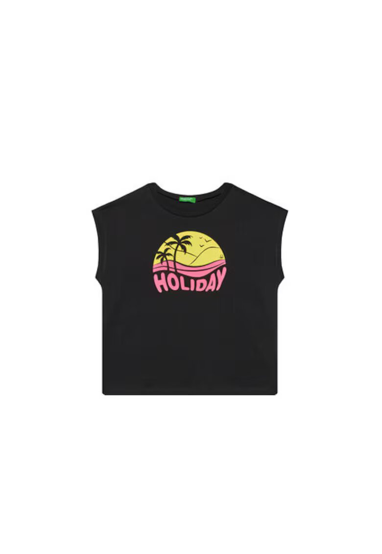 United Colors of Benetton Tricou pentru fete 3JERC10PB - Bumbac - Negru - Negru