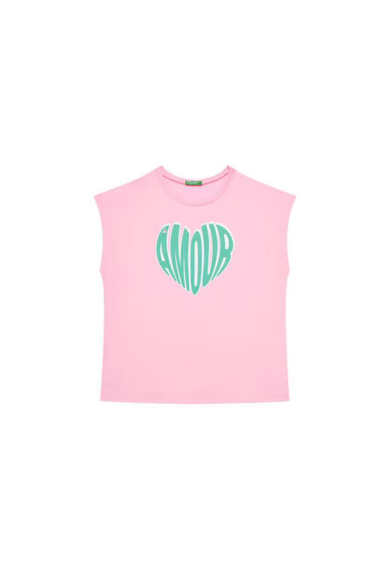 United Colors of Benetton Tricou pentru fete 3JERC10PB - Bumbac - Roz - Roz
