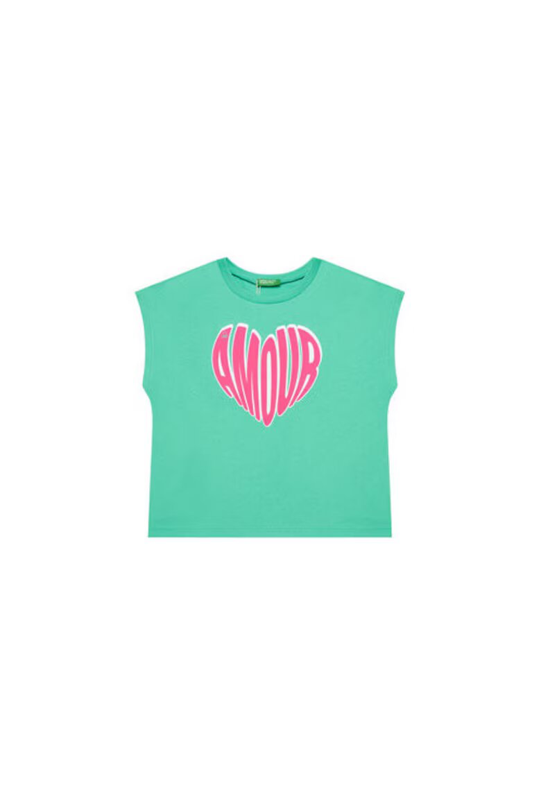 United Colors of Benetton Tricou pentru fete 3JERC10PB - Bumbac - Verde - Verde