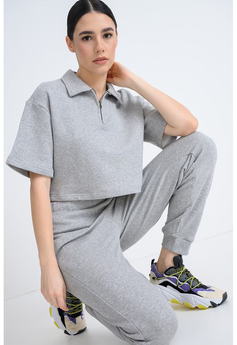 United Colors of Benetton Tricou polo crop Ben - Gri melange