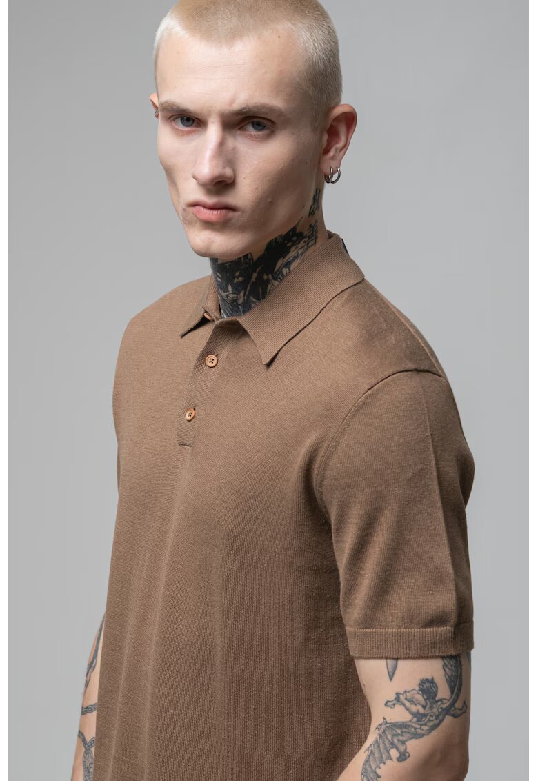 United Colors of Benetton Tricou polo cu model uni - Kaki