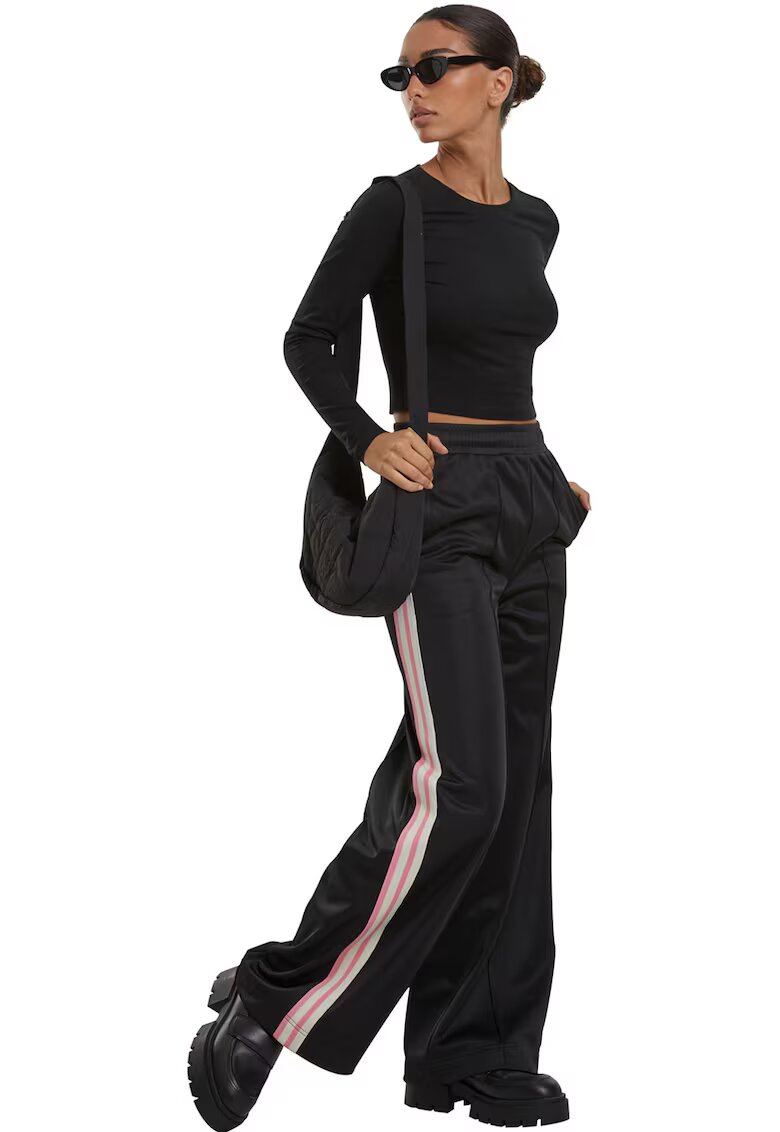 Urban Classics Bluza crop cu model uni - Negru