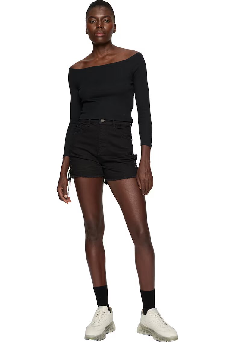 Urban Classics Bluza cu decolteu pe un umar - Negru
