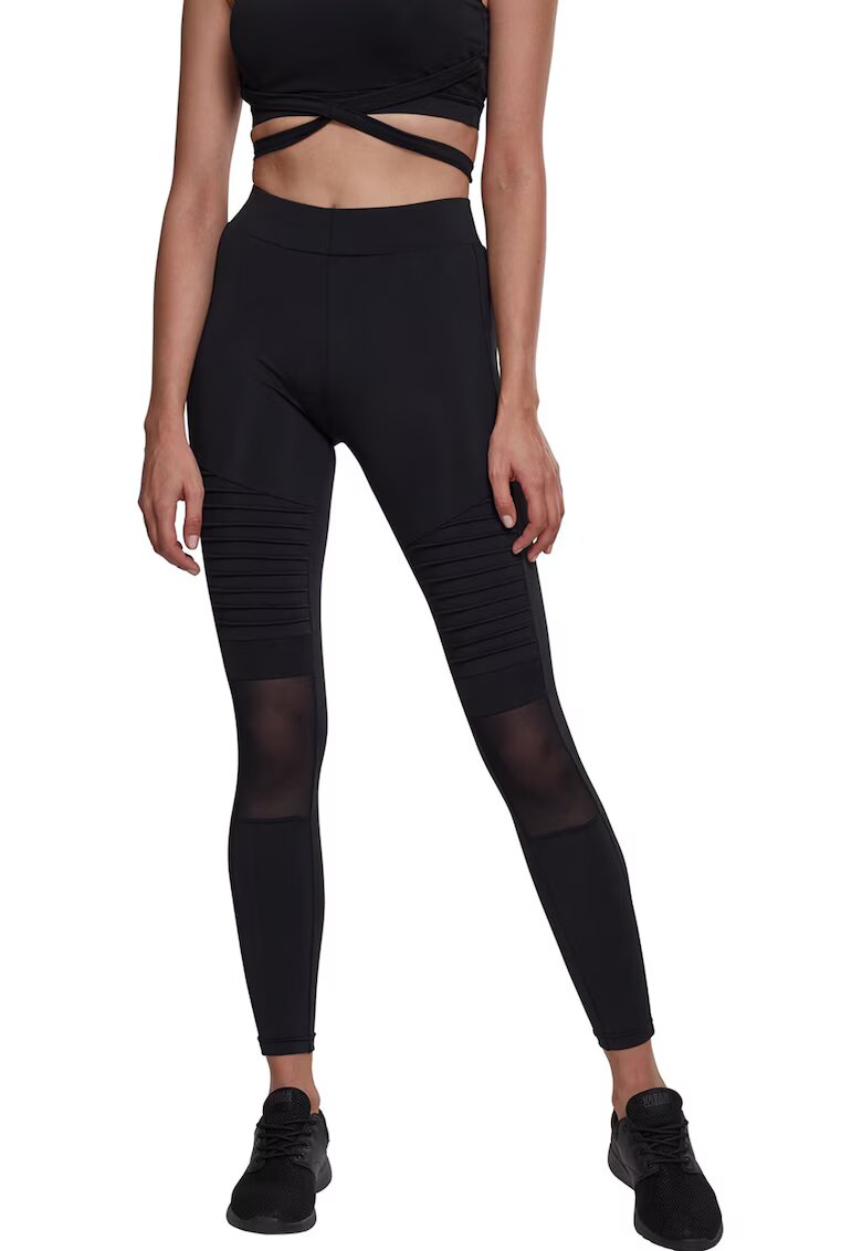 Urban Classics Colanti crop cu segmente din plasa - Negru