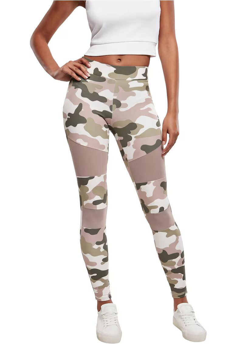 Urban Classics Colanti cu model camuflaj - Alb/Maro taupe deschis/Verde feriga