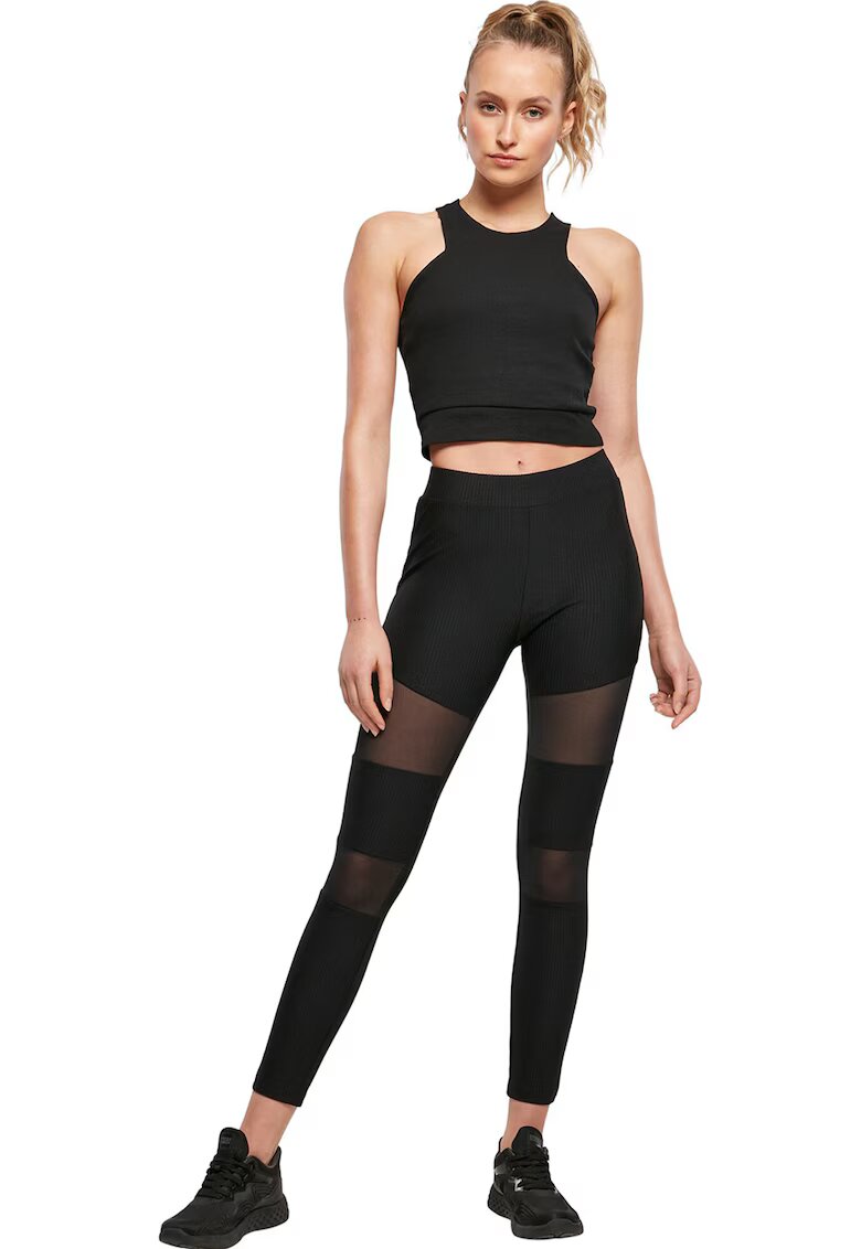 Urban Classics Colanti cu talie inalta si segmente semitransparente - Negru