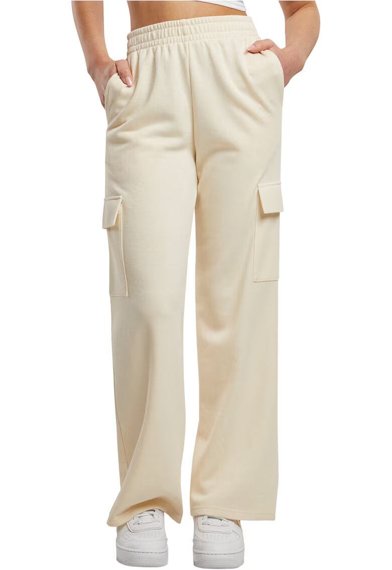 Urban Classics Pantaloni de trening cu croiala ampla si buzunare cargo - Alb fildes