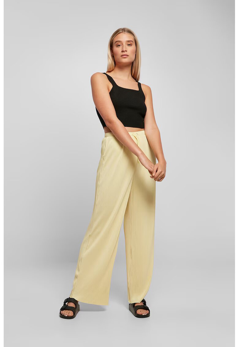 Urban Classics Pantaloni striati cu croiala dreapta si snur de ajustare - Galben pal