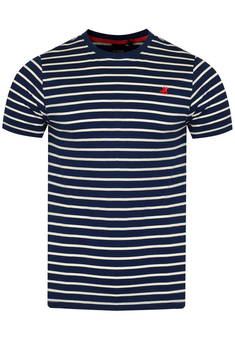 US GRAND POLO EQUIPMENT  APPAREL Tricou barbat - U.S. GRAND POLO - bleumarin/alb - bumbac