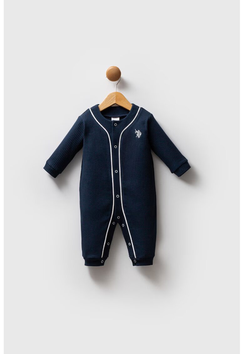 US Polo ASSN Salopeta din bumbac cu logo - Alb/Bleumarin