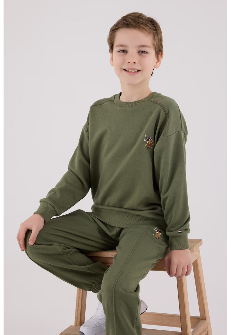 US Polo ASSN Set de bluza de trening si pantaloni de trening cu broderie discreta - Kaki