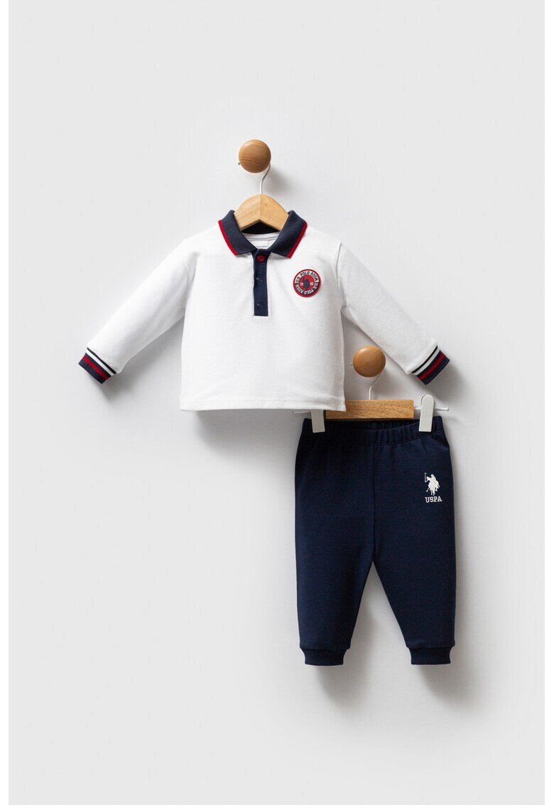 US Polo ASSN Set de bluza polo si pantaloni - 2 piese - Albastru ultramarin/Alb optic