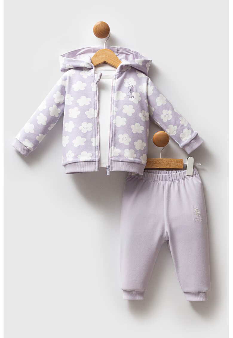 US Polo ASSN Set de imbracaminte - 3 piese - Alb/Violet deschis
