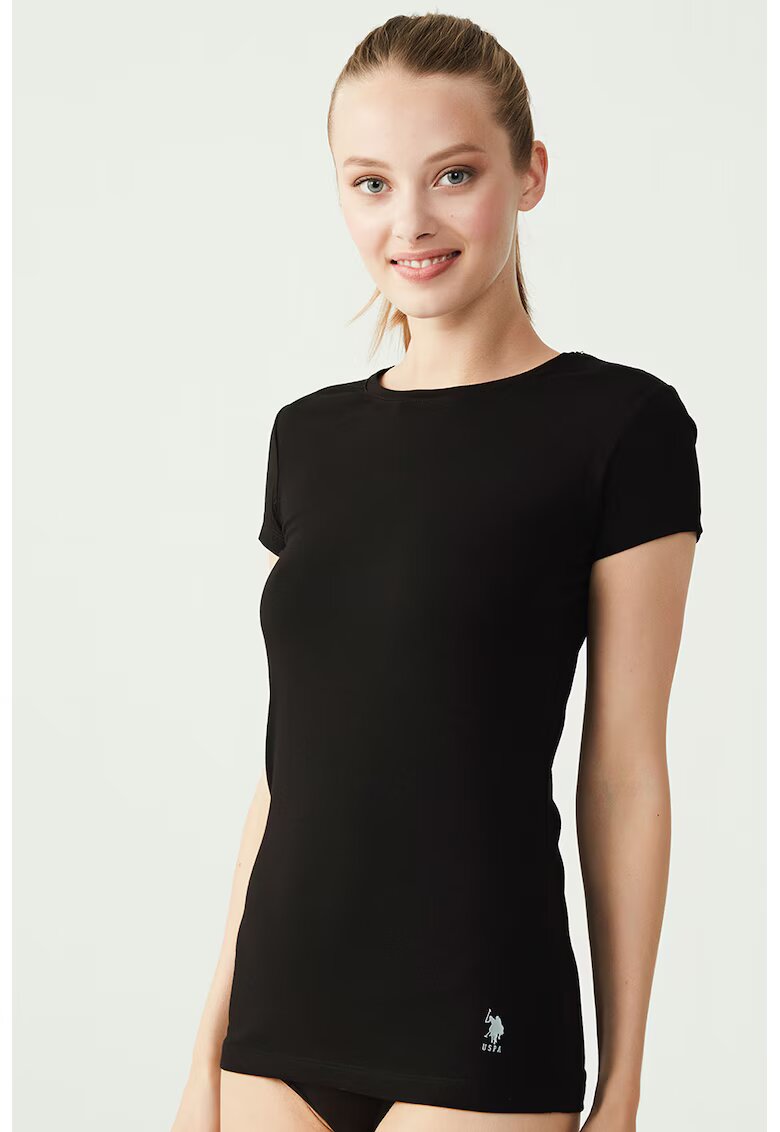 US Polo ASSN Tricou de casa din amestec de bumbac si modal - Negru