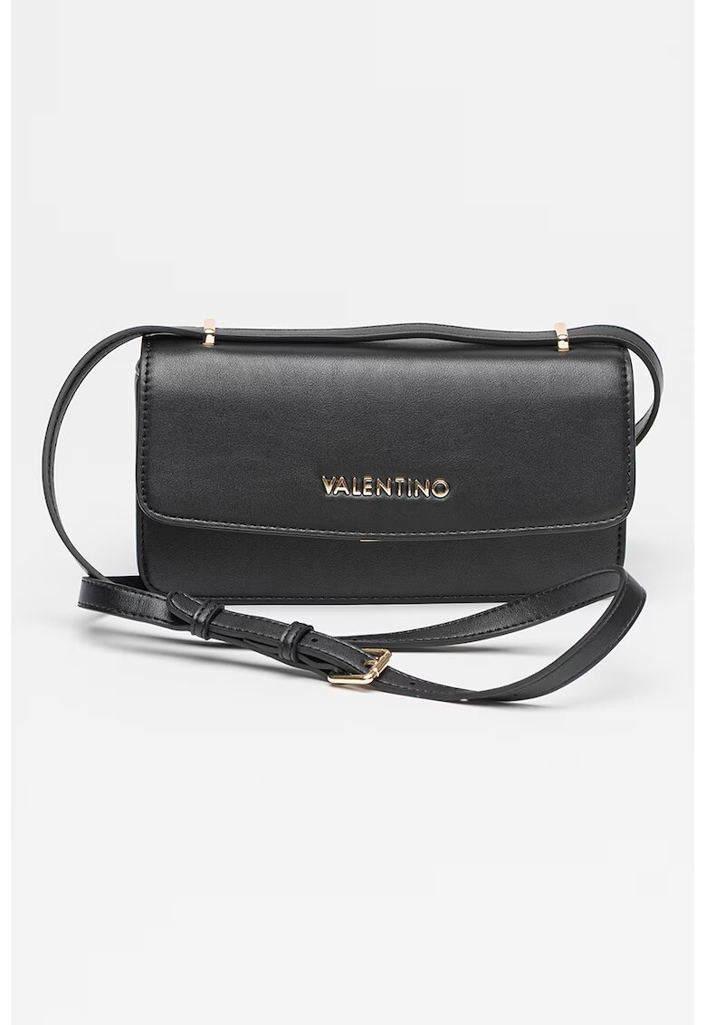 Valentino Bags Geanta crossbody de piele ecologica cu logo metalic - Negru