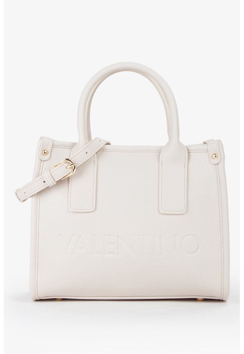 Valentino Bags Geanta cu maner si logo in relief - Alb murdar