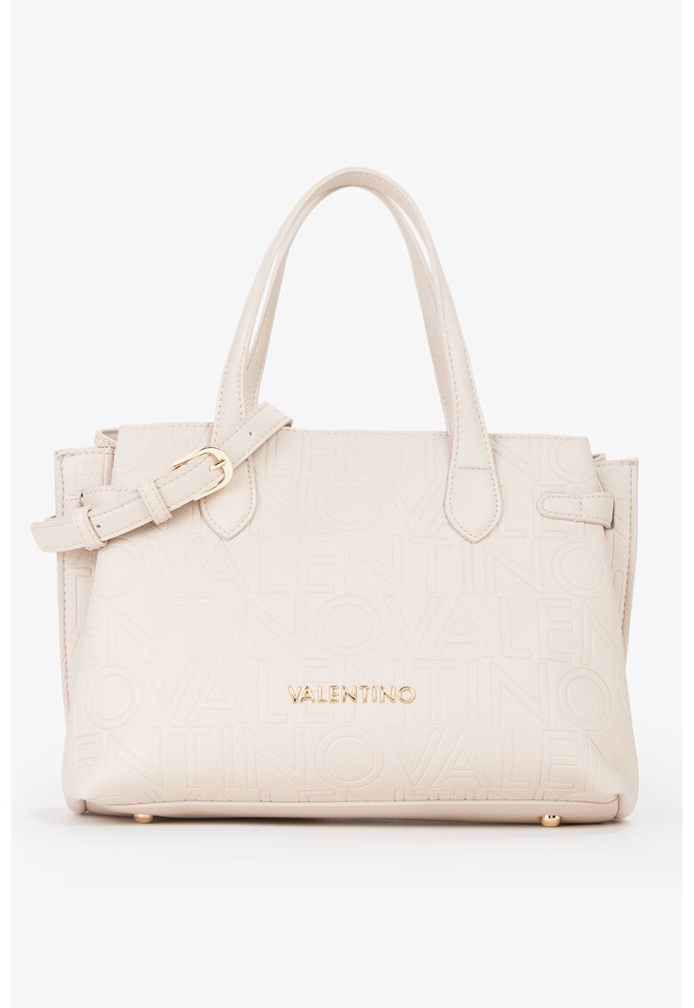 Valentino Bags Geanta din piele ecologica cu bareta de umar si logo stantat - Alb fildes