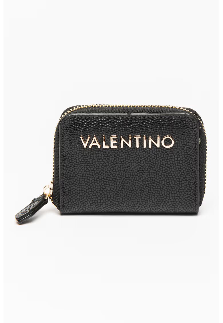 Valentino Bags Portofel de piele ecologica cu fermoar si logo - Auriu/Negru