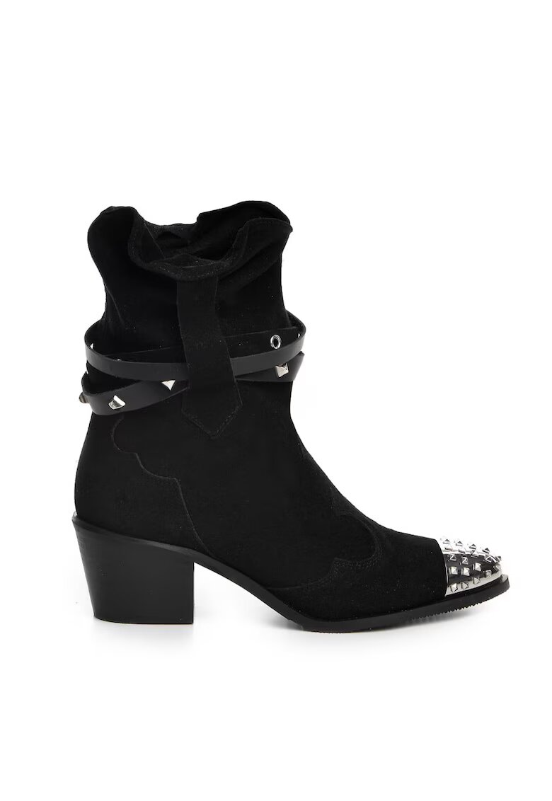 Vanilla Botine cowboy din piele intoarsa - decorate cu tinte metalice Sesame