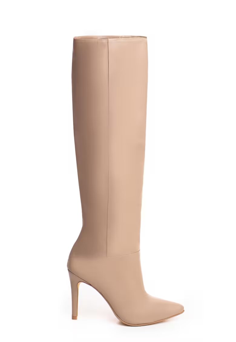 Vanilla Cizme Savanna Shade cu toc inalt - piele naturala de culoare grej