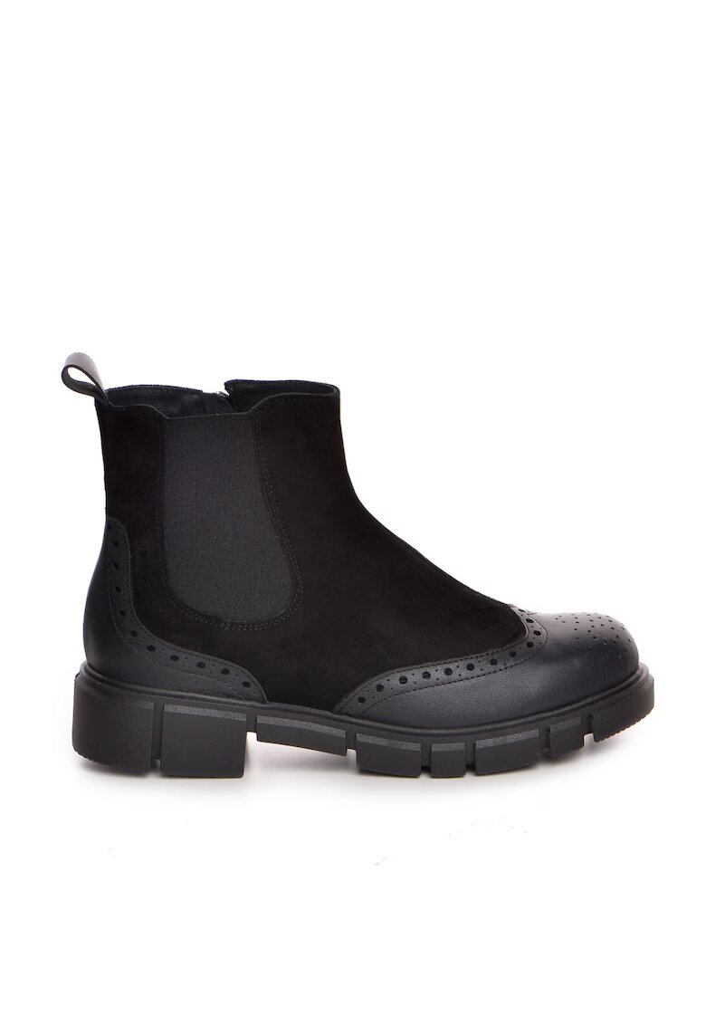 Vanilla Ghete Chelsea-Brogue din piele naturala intoarsa si neteda