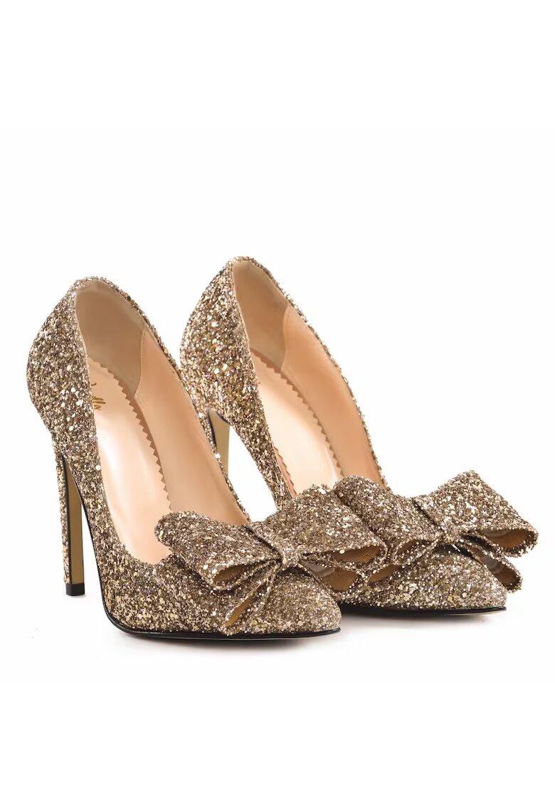 Vanilla Pantofi Stiletto cu toc Catrina din Glitter Auriu