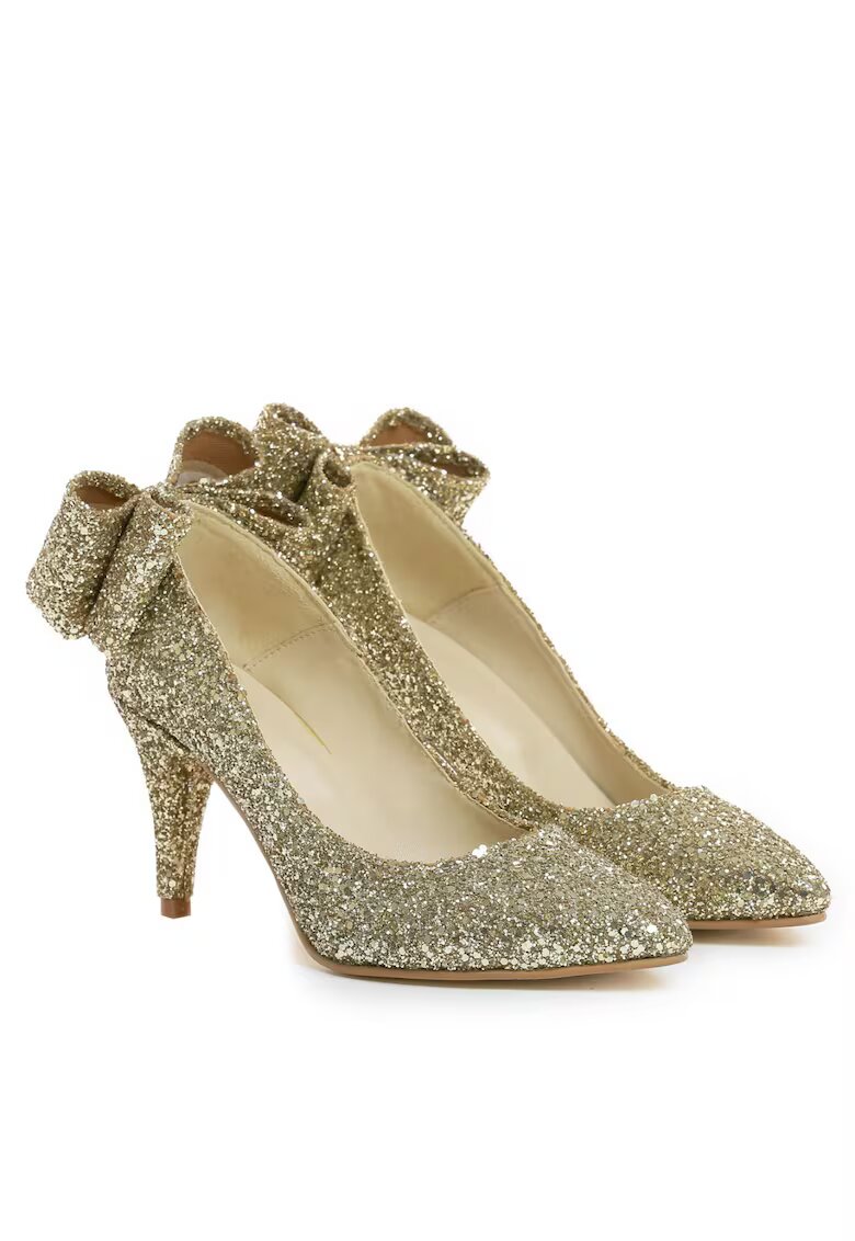 Vanilla Pantofi Stiletto cu toc mic Cleopatra - sclipici auriu