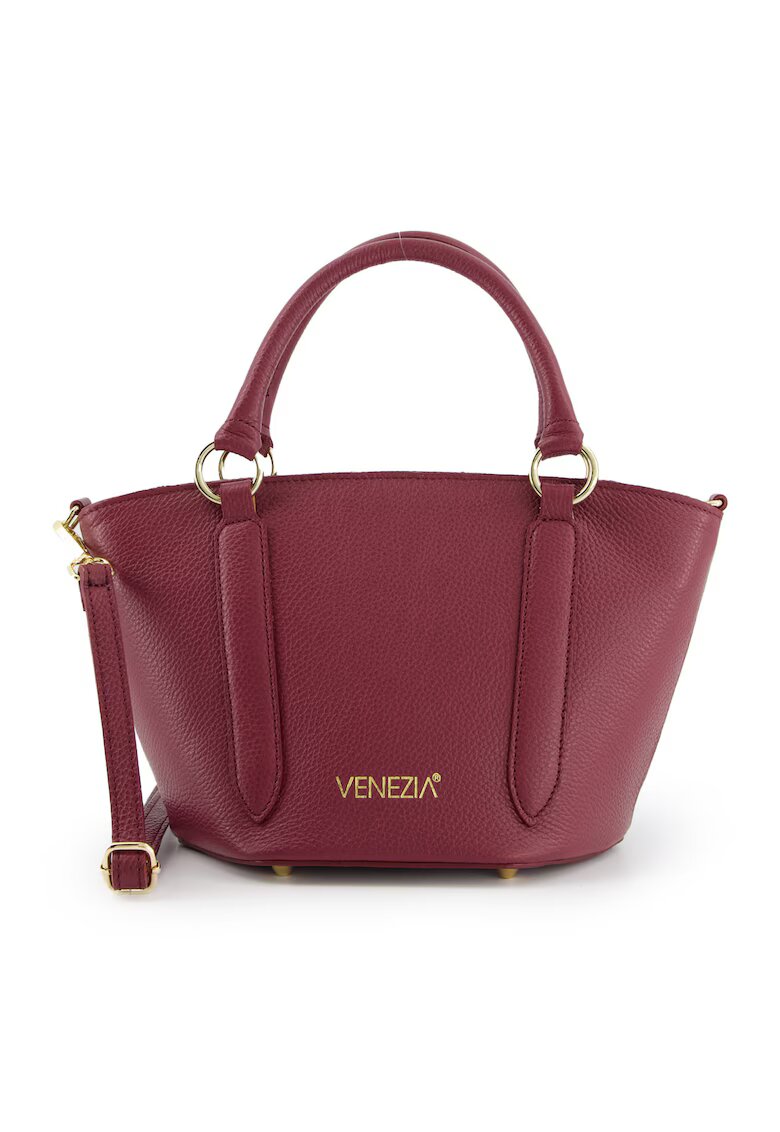 Venezia Geanta crossbody dama piele naturala - bordou - 31x19x16cm - curea detasabila max 113cm