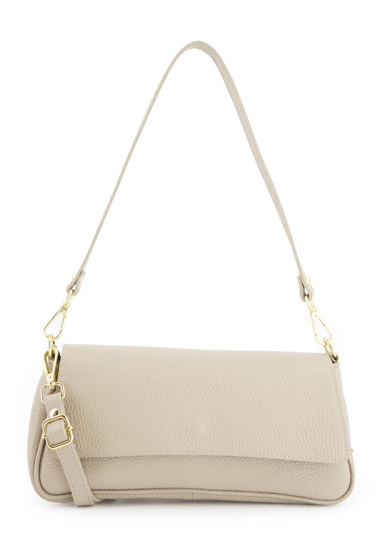 Venezia Geanta dama model Crossbody - piele naturala - bej - 30x14x8cm - curea detasabila 61cm - curea maxima 115cm