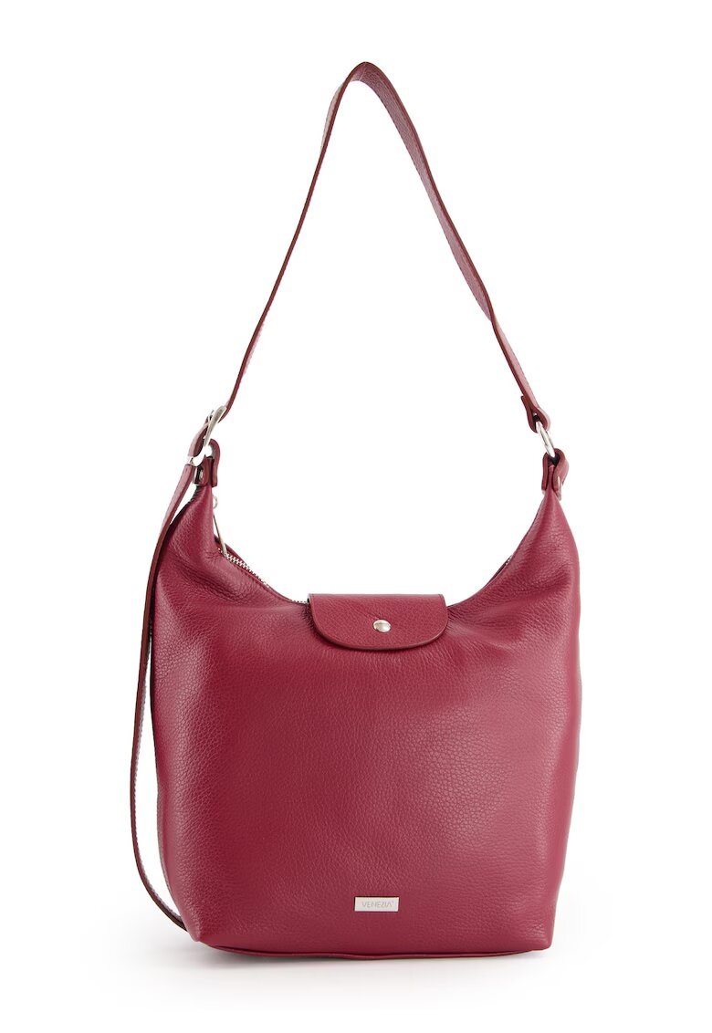 Venezia Geanta de umar din piele naturala - bordo - 31x24x10cm - cu 2 buzunare interioare - curea max 99cm