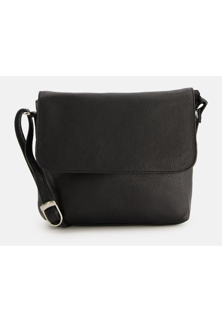 Venezia Geanta de umar model Messenger - piele naturala - neagra - 18x20x5 -5cm - cu 2 buzunare interioare si 2 exterioare.