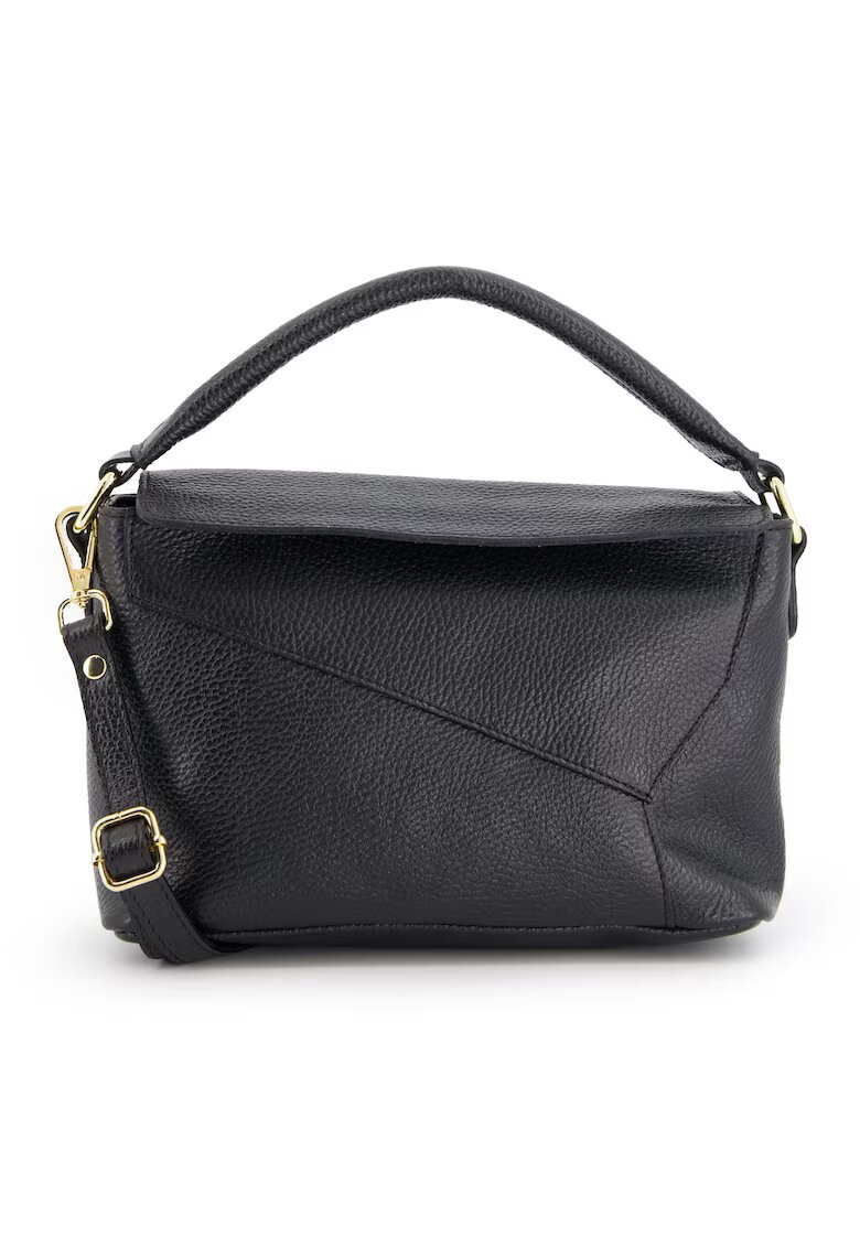 Venezia Geanta de umar - piele naturala - neagra - 15x24x11cm - cu bretea detasabila