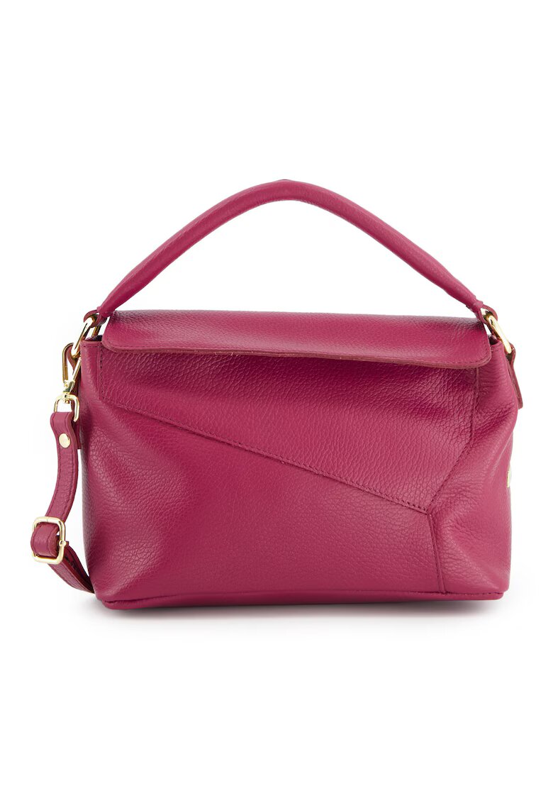 Venezia Geanta messenger dama piele naturala - bordou - 15x24x11cm - curea detasabila - 1 buzunar interior - 1 buzunar exterior