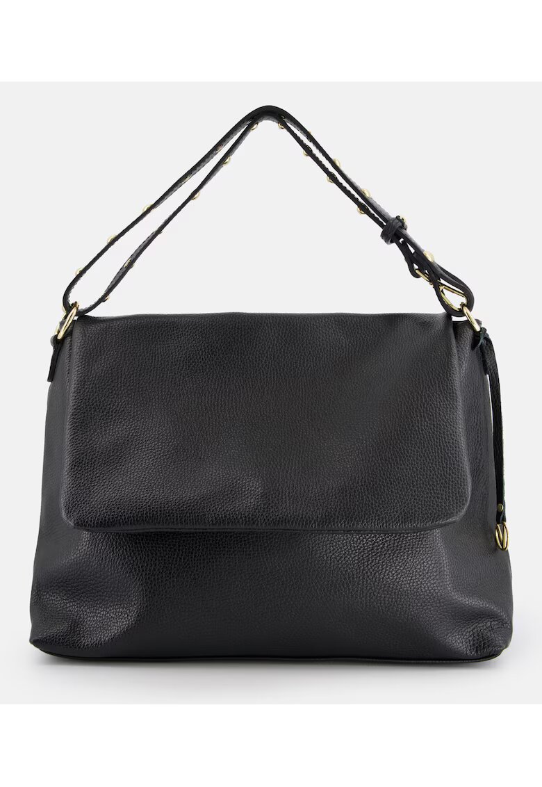 Venezia Geanta messenger pentru femei - piele naturala - neagra - 36x27x13cm - lungime manere 48cm - curea max 98cm
